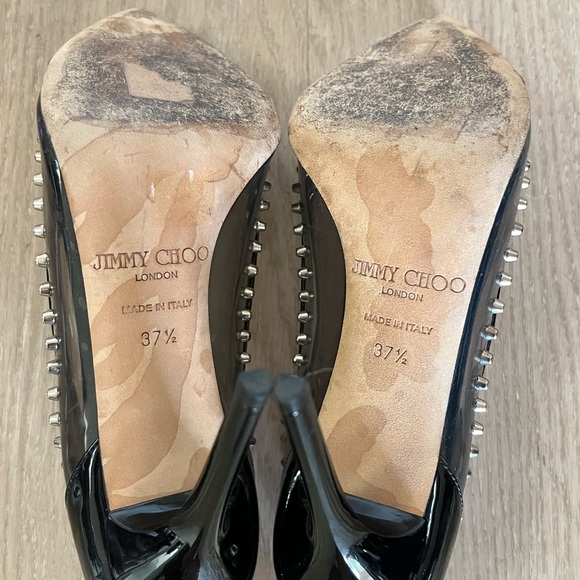 Jimmy Choo Pump Sandal Shoe Heel Swarovski Crystal Studded Black 37.5 - Picture 6 of 6